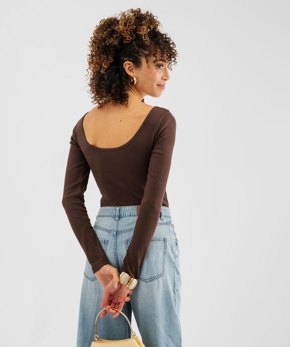 Body à manches longues en maille côtelée femme vue2 - GEMO 4G FEMME - GEMO