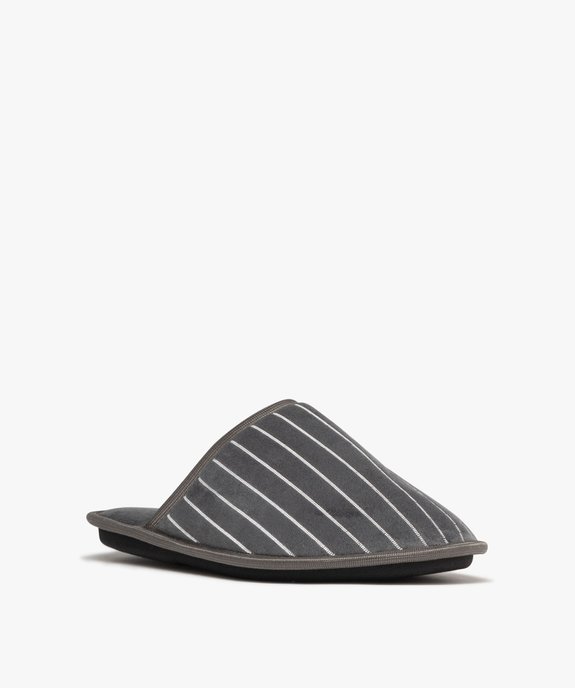 Chaussons homme mules d'intérieur en velours rayé vue2 - GEMO(HOMWR HOM) - GEMO