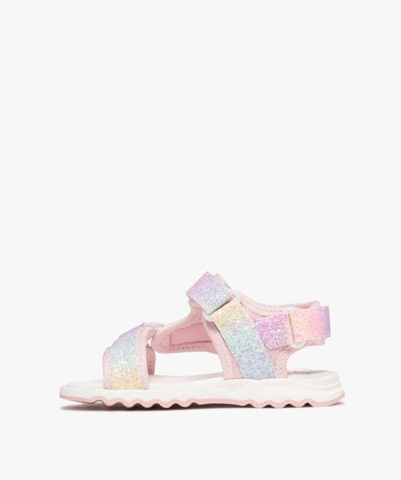 Sandales sport à scratch pailletées fille vue3 - LOVELY WINGS - GEMO