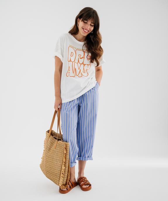 Pantalon en toile fine rayée femme vue5 - GEMO(FEMME PAP) - GEMO