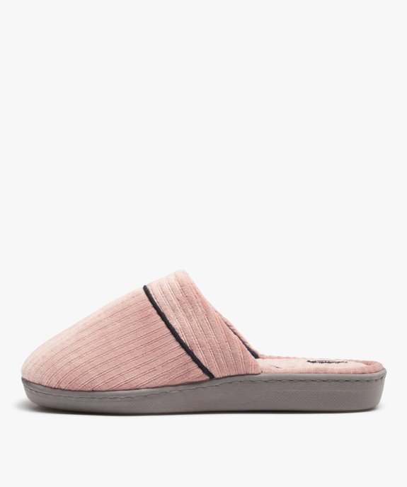 Chaussons femme mules plates en velours côtelé - Dim vue3 - DIM - GEMO