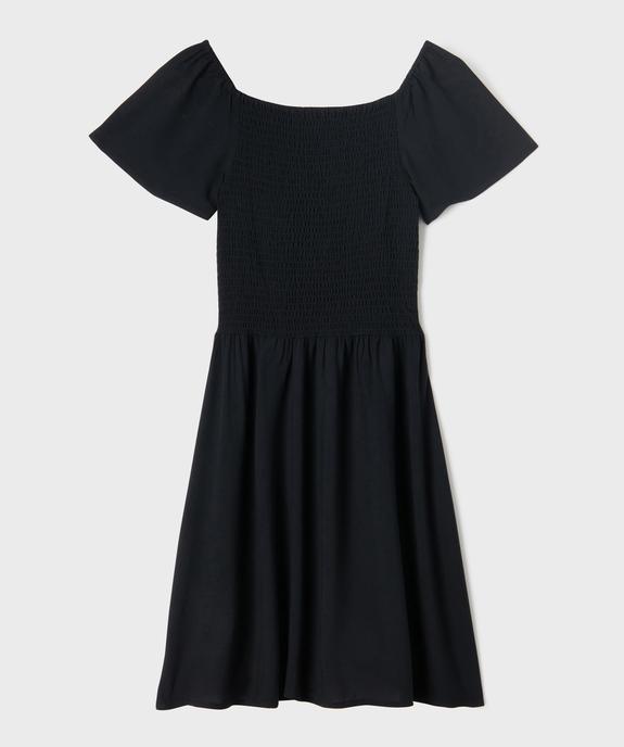 Robe courte à manches courtes au buste en smocks fille vue4 - GEMO 4G FILLE - GEMO