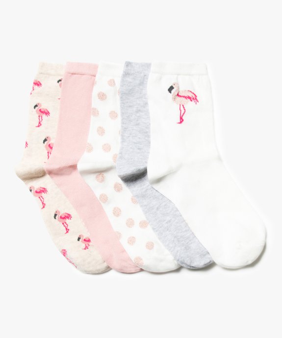 Lot de 5 paires de chaussettes hautes motif flamant vue1 - GEMO(HOMWR FEM) - GEMO