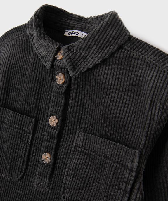 Robe chemise courte à manches longues en velours côtelée fille vue2 - GEMO (ENFANT) - GEMO