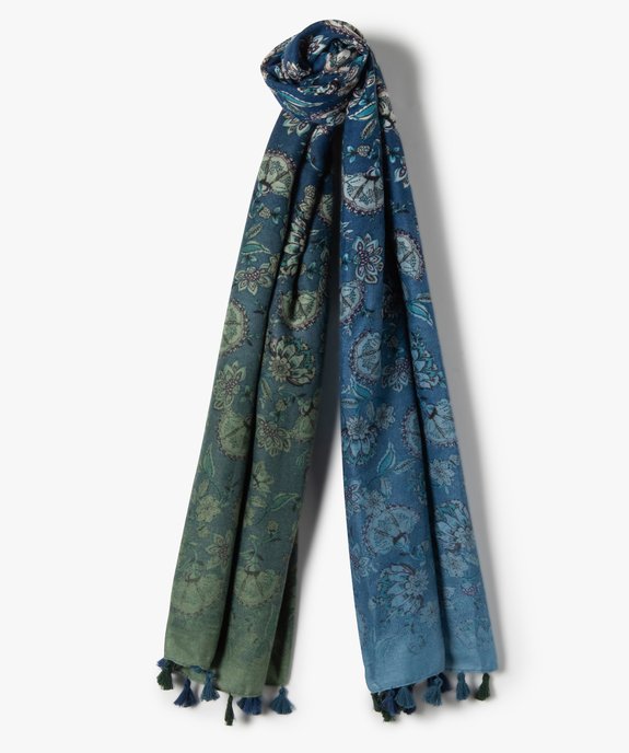 Foulard femme avec motifs fleuris et finitions pompons vue1 - GEMO (ACCESS) - GEMO