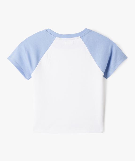 Tee-shirt court à manches courtes bicolore fille vue3 - GEMO 4G FILLE - GEMO