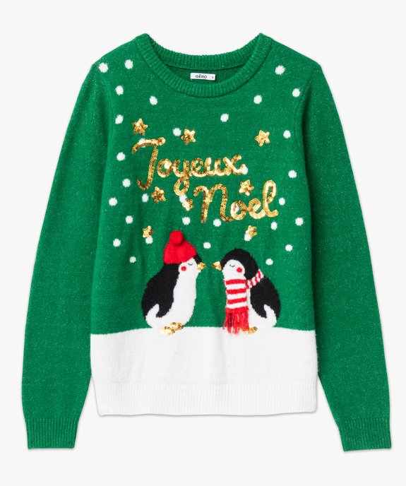 Pull de Noël avec motifs pingouins et sequins femme vue4 - GEMO(FEMME PAP) - GEMO