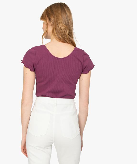 Tee-shirt femme en maille côtelée avec manches ultra courtes vue3 - GEMO(FEMME PAP) - GEMO