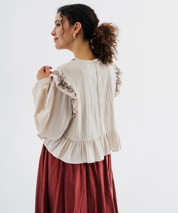 Blouse à manches longues avec volants fantaisie femme vue5 - GEMO(FEMME PAP) - GEMO