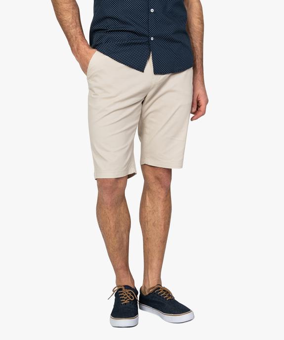 Bermuda homme en toile extensible 5 poches coupe chino vue1 - GEMO (HOMME) - GEMO