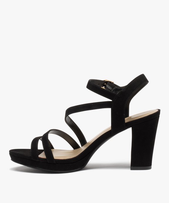 Sandales femme à talon haut en suédine avec brides vue3 - GEMO(URBAIN) - GEMO