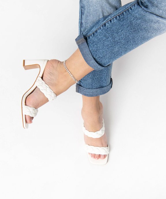 Mules femme à talon fin et brides tressées unies vue1 - GEMO(URBAIN) - GEMO