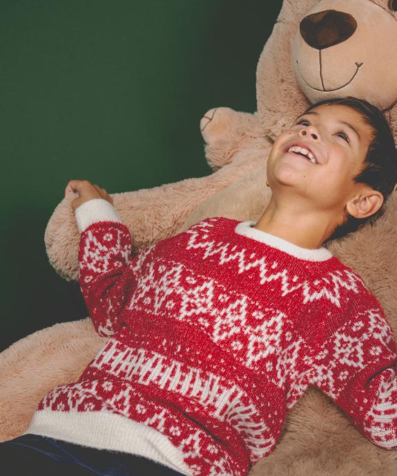 Pull jacquard en maille extensible garçon vue4 - GEMO (ENFANT) - GEMO