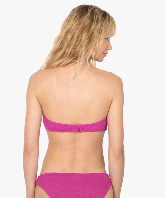 Haut de maillot de bain femme forme bandeau en maille gaufrée vue2 - GEMO (PLAGE) - GEMO
