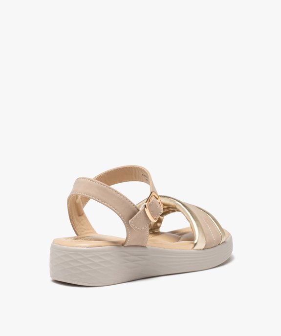 Sandales à brides fantaisie et talon compensé texturé femme - Hobiz vue4 - HOBIZ - GEMO