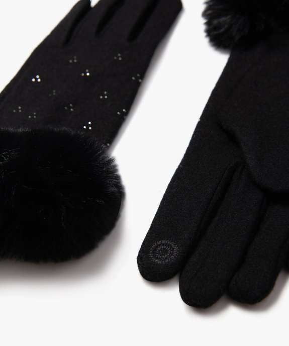 Gants en laine avec strass et fourrure imitation au poignet femme vue2 - GEMO (ACCESS) - GEMO
