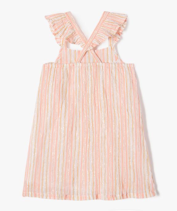 Robe à bretelles volantées et croisées en gaze de coton fille vue3 - GEMO (ENFANT) - GEMO
