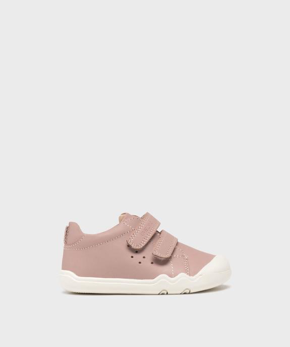 Chaussures de marche en cuir fermeture scratch bébé fille - Geox vue1 - GEOX - GEMO