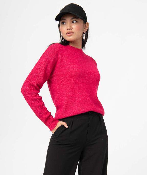 Pull femme à col rond avec manches torsadées vue1 - GEMO(FEMME PAP) - GEMO
