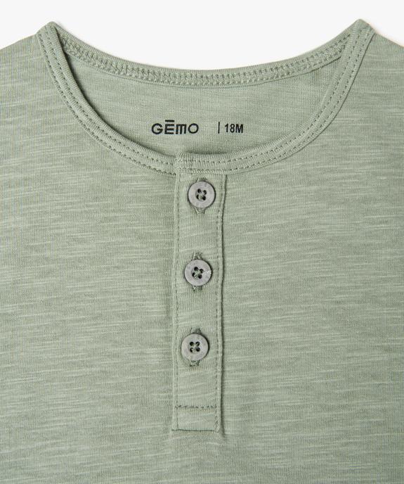 Tee-shirt manches courtes à col tunisien bébé garçon (lot de 3) vue2 - GEMO(BEBE DEBT) - GEMO