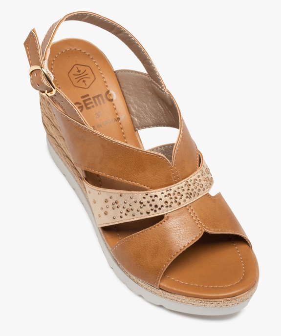 Sandales femme compensées bride métallisée à strass vue5 - GEMO(URBAIN) - GEMO