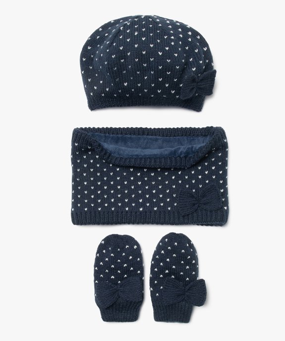 Ensemble 3 pièces bébé fille : bonnet + tour de cou + moufles vue1 - GEMO(BEBE DEBT) - GEMO