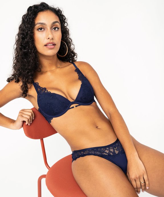 Culotte en microfibre et dentelle femme vue3 - GEMO(HOMWR FEM) - GEMO