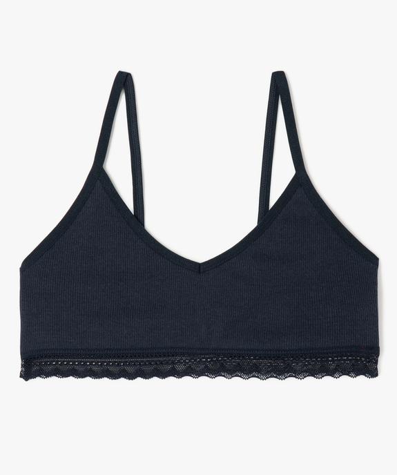 Brassière à fines bretelles en maille côtelée fille vue1 - GEMO 4G FILLE - GEMO