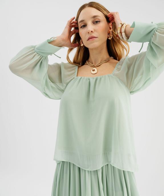 Blouse manches longues en voile femme vue1 - GEMO 4G FEMME - GEMO