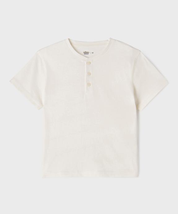 Tee-shirt uni col tunisien enfant garçon vue2 - GEMO 4G GARCON - GEMO