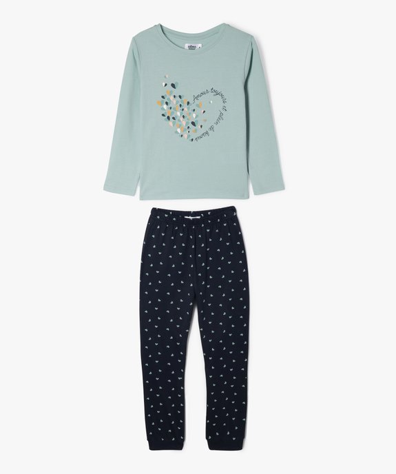 Pyjama 2 pièces en coton imprimé cœurs fille  vue1 - GEMO 4G FILLE - GEMO