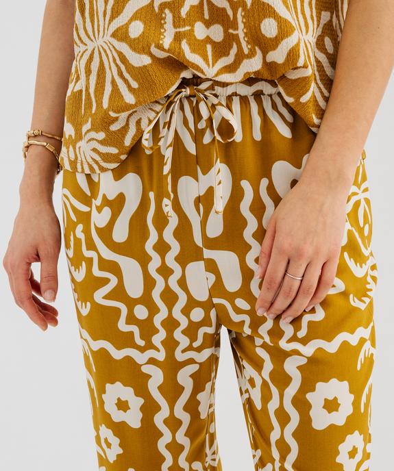 Pantalon à taille élastiquée en viscose fluide imprimée femme vue2 - GEMO 4G FEMME - GEMO