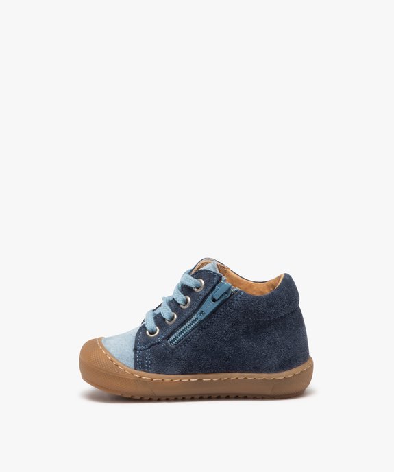 Chaussures premiers pas bébé garçon en cuir suédé bicolore - NA! vue4 - NA! - GEMO