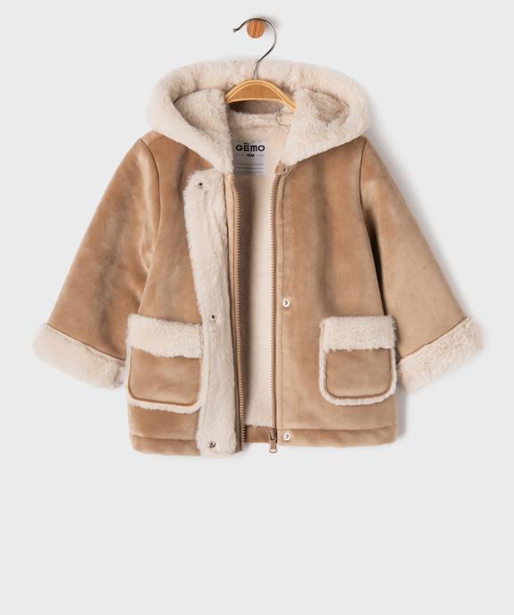 Manteau à capuche en velours doublure chaude bébé fille vue7 - GEMO(BEBE DEBT) - GEMO