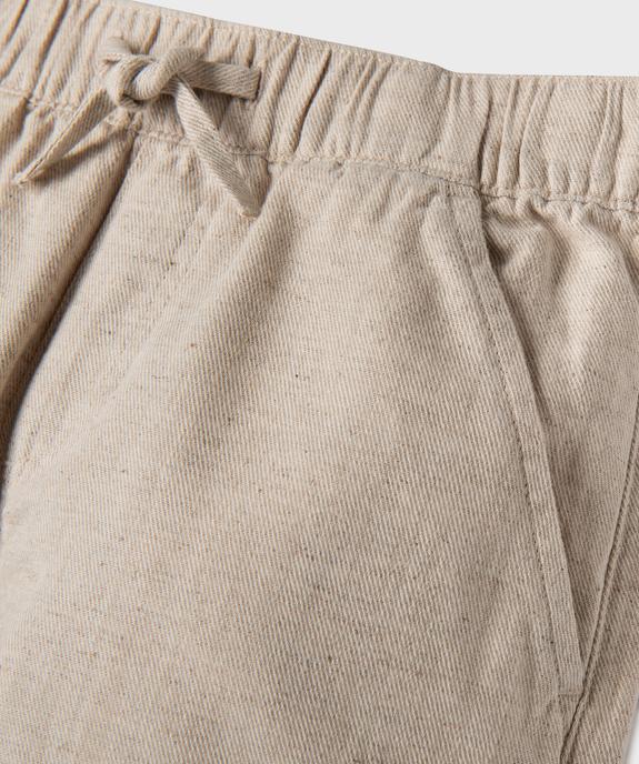 Pantalon en coton et lin avec taille ajustable garçon vue1 - GEMO (ENFANT) - GEMO