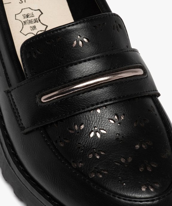 Mocassin à semelle crantée avec dessus perforé femme vue6 - GEMO (CASUAL) - GEMO