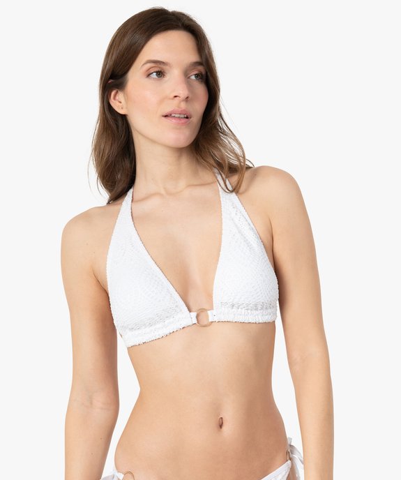 Haut de maillot de bain femme forme triangle en maille ajourée vue1 - GEMO (PLAGE) - GEMO