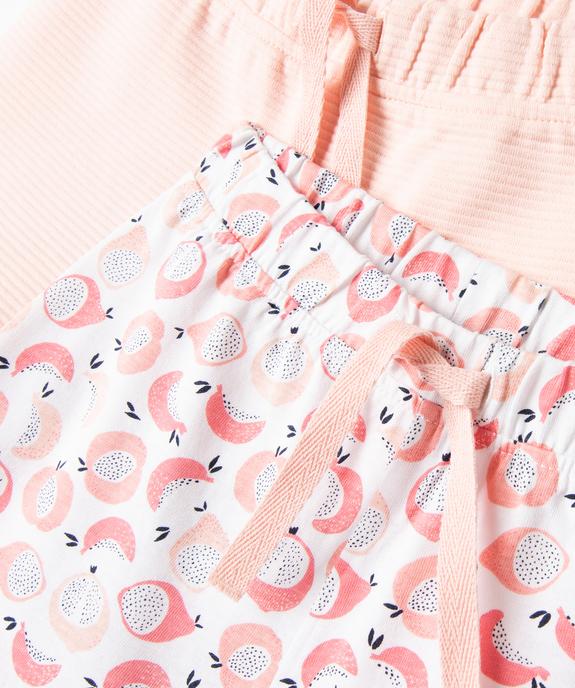 Short en coton avec volants bébé fille (lot de 2) vue2 - GEMO(BEBE DEBT) - GEMO