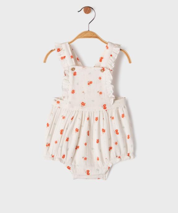 Combinaison courte à motifs fleuris et volants bébé fille vue1 - GEMO(BB COUCHE) - GEMO