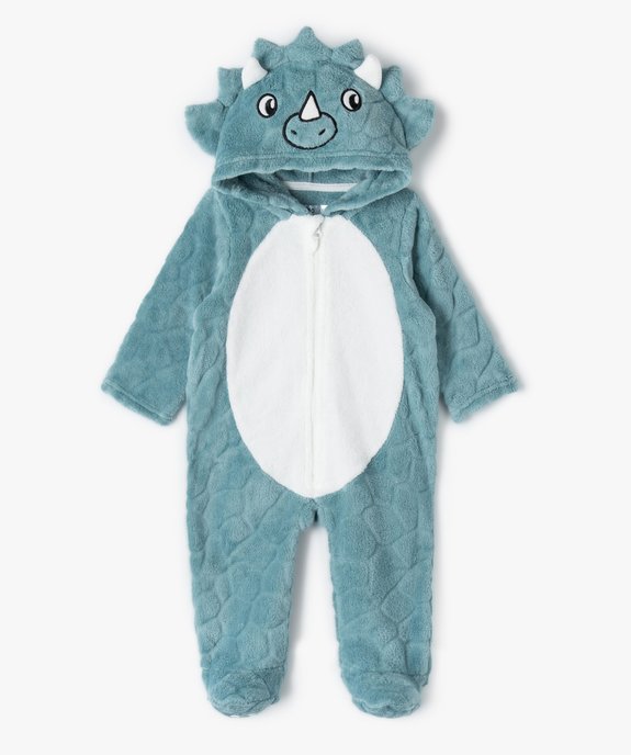Combinaison pilote chaude et douce à capuche motif dinosaure vue1 - GEMO(BB COUCHE) - GEMO