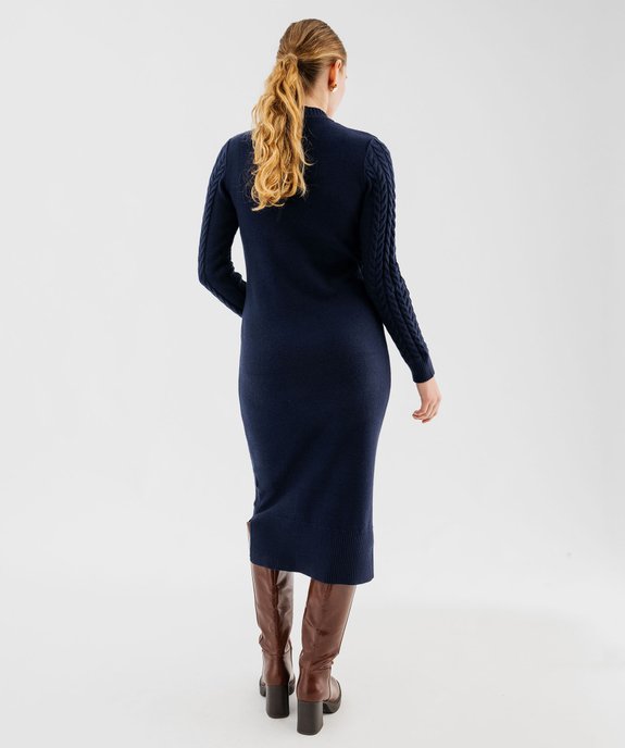 Robe pull longue en maille torsadée femme - LuluCastagnette vue4 - LULUCASTAGNETTE - GEMO