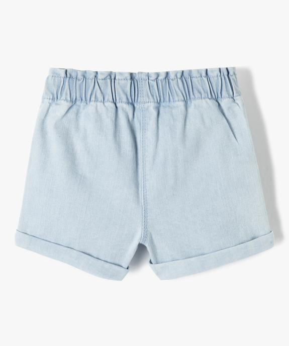 Short en jean bébé fille uni avec revers et taille élastiquée vue3 - GEMO 4G BEBE - GEMO
