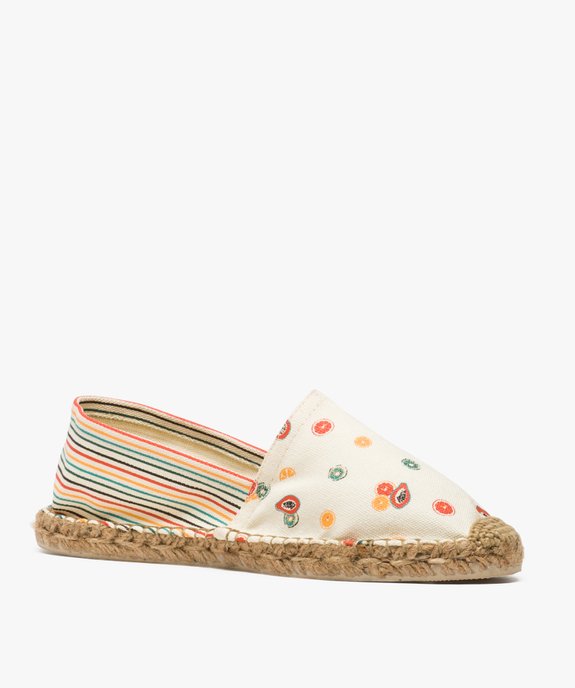 Espadrilles femme à rayures et motifs fruits vue2 - GEMO (PLAGE) - GEMO