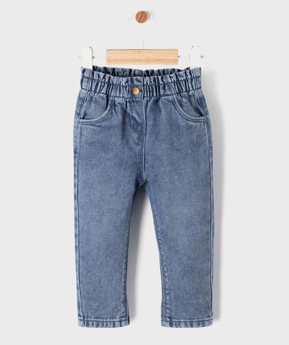 Jean délavé avec ceinture élastique bébé fille vue1 - GEMO(BEBE DEBT) - GEMO