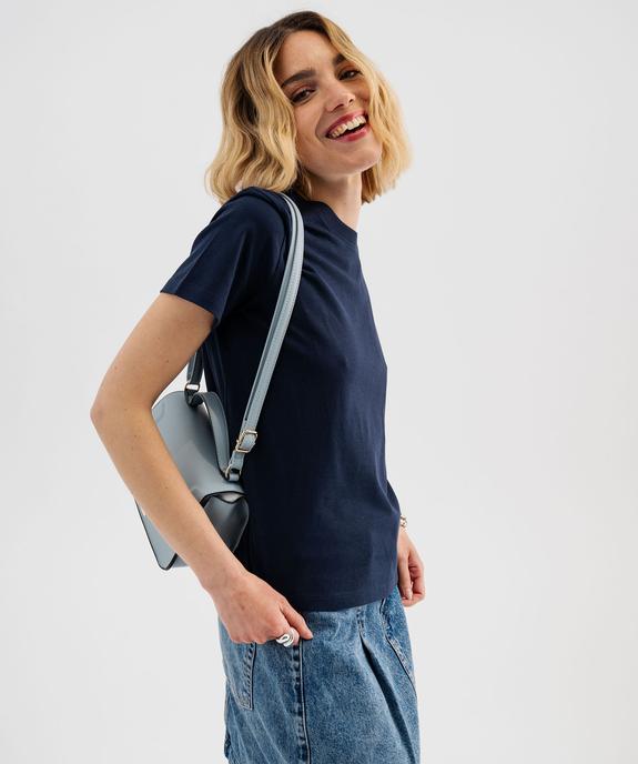 Tee-shirt manches courtes et col rond uni en coton résistant femme vue1 - GEMO(FEMME PAP) - GEMO