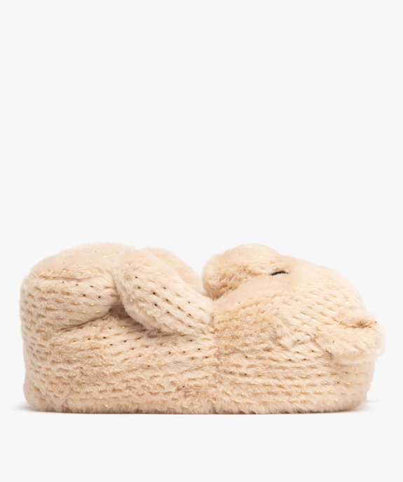 Chaussons femme en volume ours en peluche à pois dorés vue1 - GEMO(HOMWR FEM) - GEMO