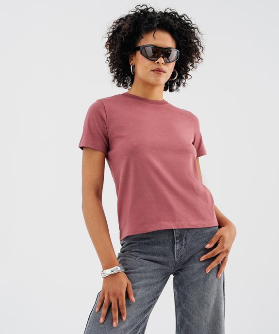 Tee-shirt manches courtes et col rond en coton résistant femme vue2 - GEMO(FEMME PAP) - GEMO