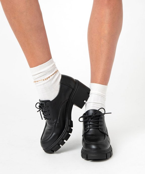 Derbies femme à talon large et semelle crantée vue1 - GEMO(URBAIN) - GEMO
