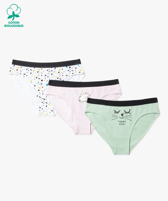 Culottes fille imprimées avec ceinture contrastante (lot de 3) vue1 - GEMO 4G FILLE - GEMO