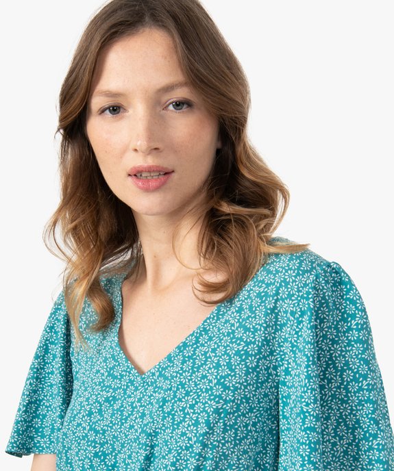 Robe femme à manches courtes et ceinture smockée vue2 - GEMO(FEMME PAP) - GEMO